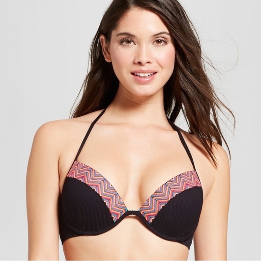 Shade & Shore Women’s Shore Light Lift Rib Bikini Top Black 36DD